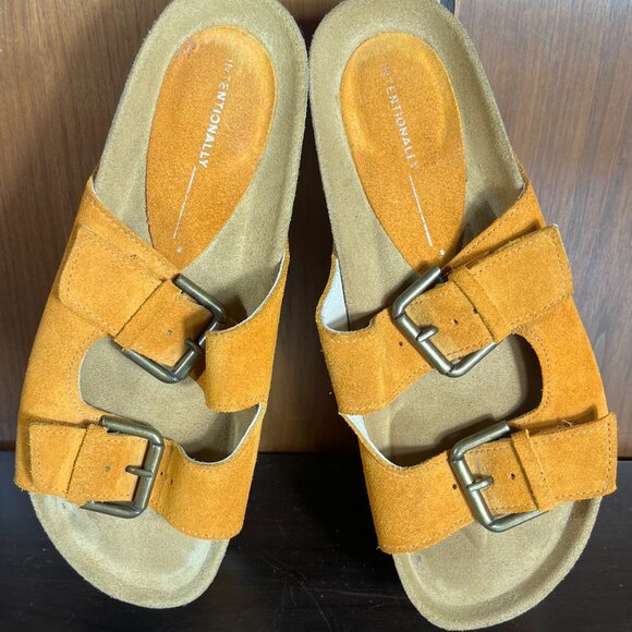 Free People Intentionally Blank Rule Breaker Sandal Marigold Suede 39/8.5 - VGC - Picture 5 of 8